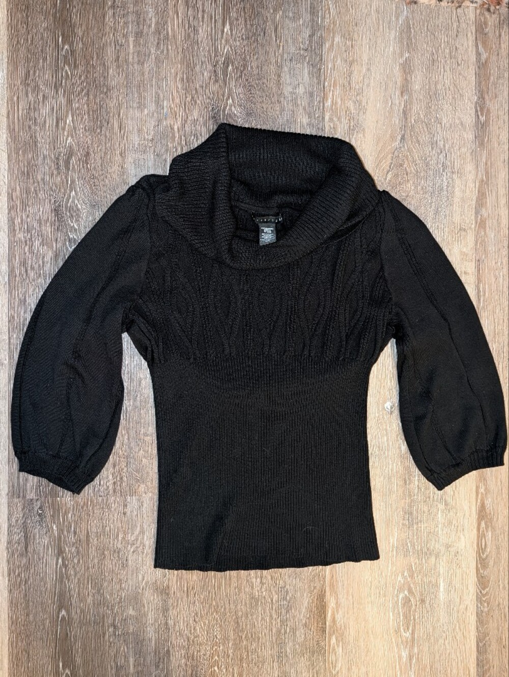 Apostrophe Black Cable-Knit Cowl Neck Sweater